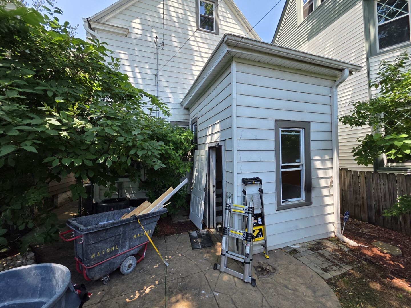 Residential structure during demolition work